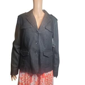 NEW Attention Size 14 (tag 16) Denim Military Style Charcoal Denim Jacket